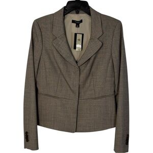 Ann‎ Taylor Blazer Brown Wool Blend Tweed Hidden Button Closure in Size 4  NWT
